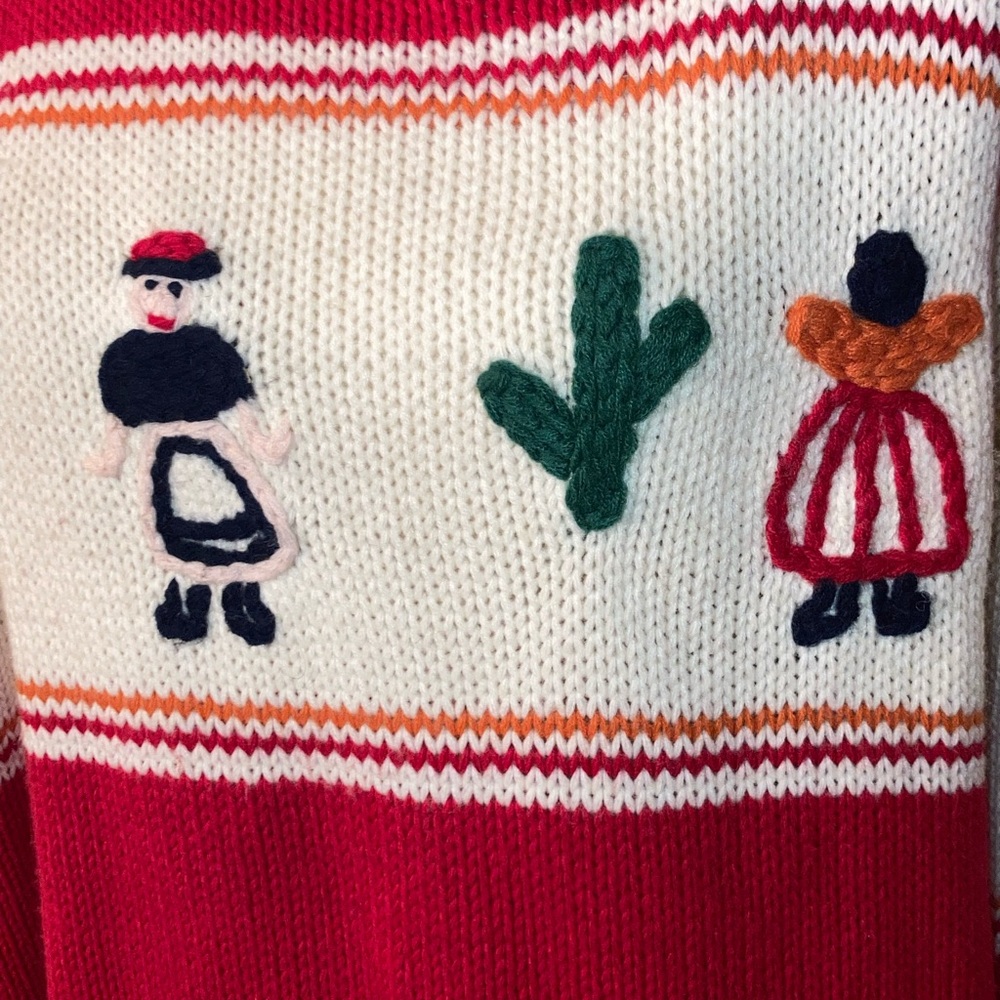 Vintage embroidered folk southwestern colorful sweater 100% acrylic large Korea - Picture 3 of 11